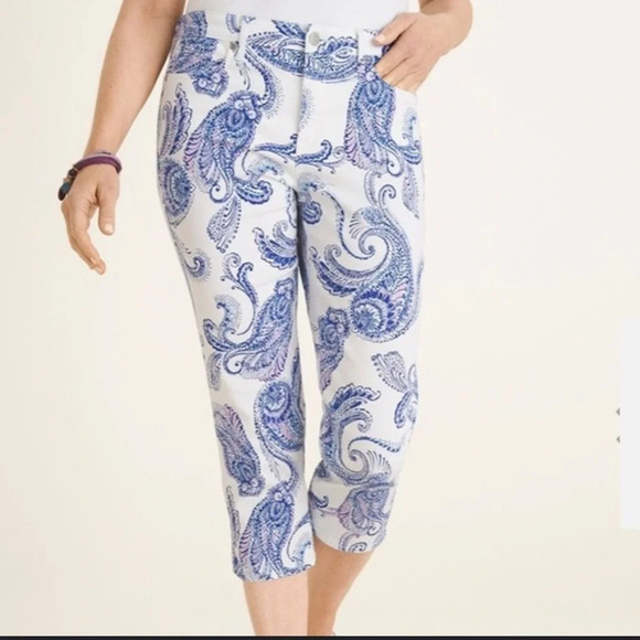 NYDJ for Chicos Cool Control Fanciful Paisley Crop Basic Womens Size 18 NWT - Picture 1 of 12